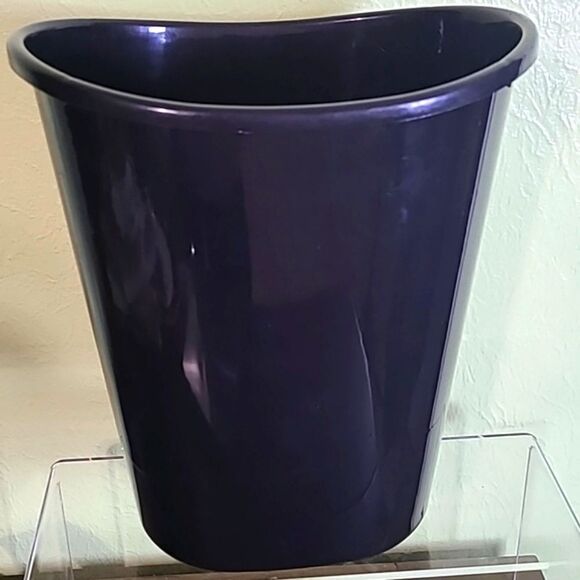 Small Fleur-de-lis Trash Can with Initials "MC" on the Front in Purple & Gold - Picture 3 of 5